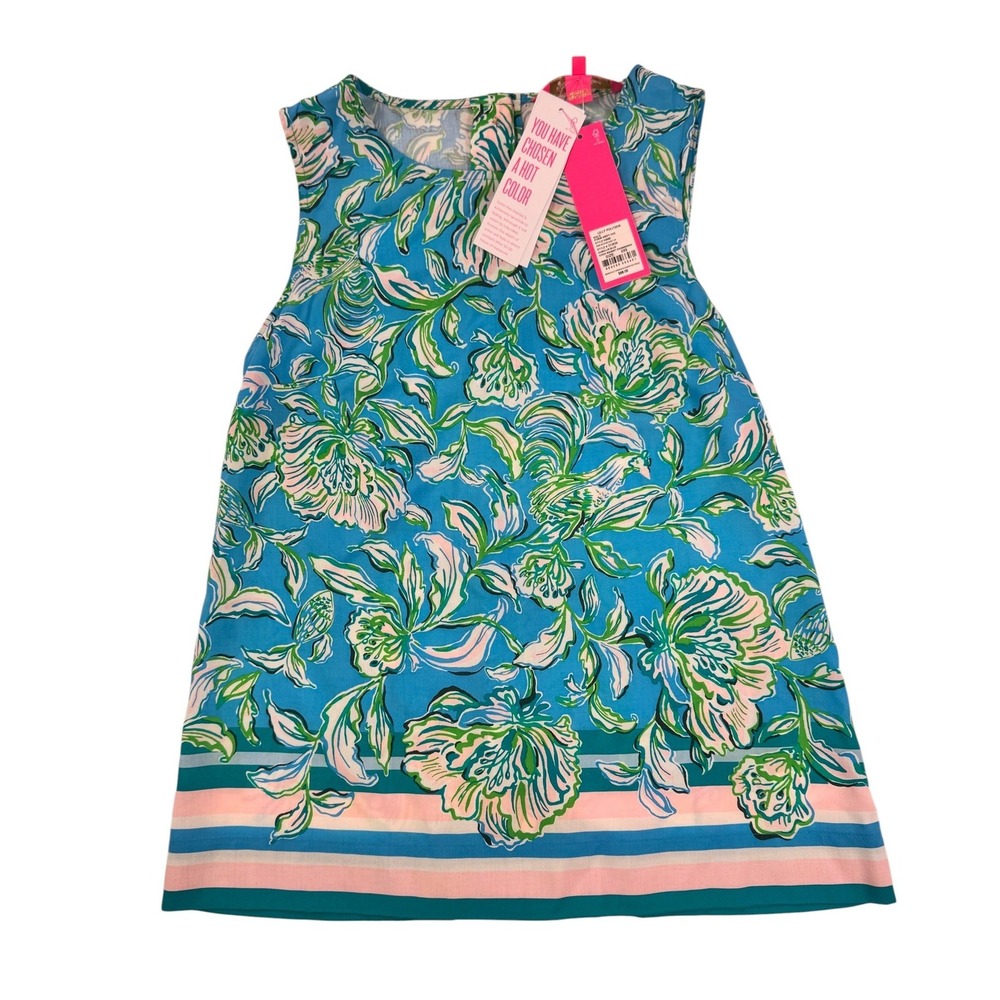 Lilly Pulitzer Iona Top Women XXS Blue NWT Floral Button Back Sleeveless Cotton